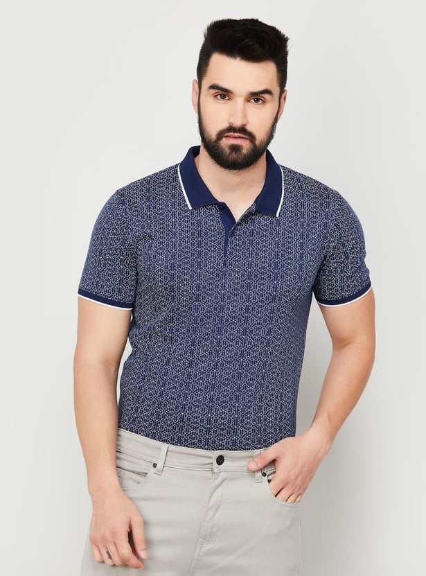 CODE Men Printed Slim Fit Polo T-shirt