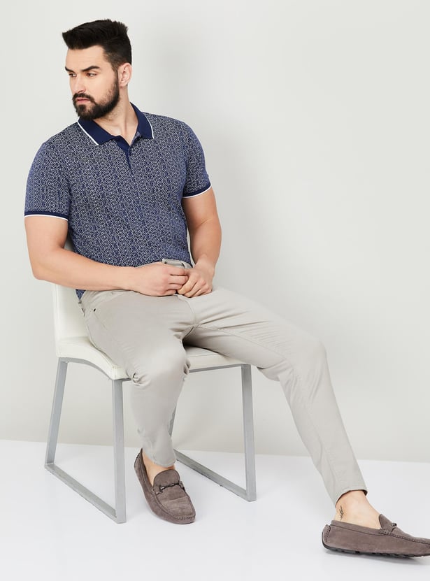 CODE Men Printed Slim Fit Polo T-shirt
