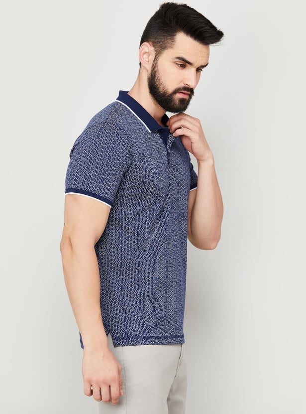 CODE Men Printed Slim Fit Polo T-shirt