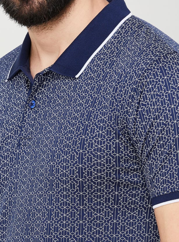 CODE Men Printed Slim Fit Polo T-shirt