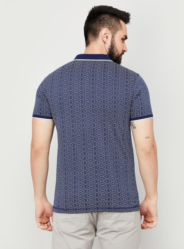 CODE Men Printed Slim Fit Polo T-shirt