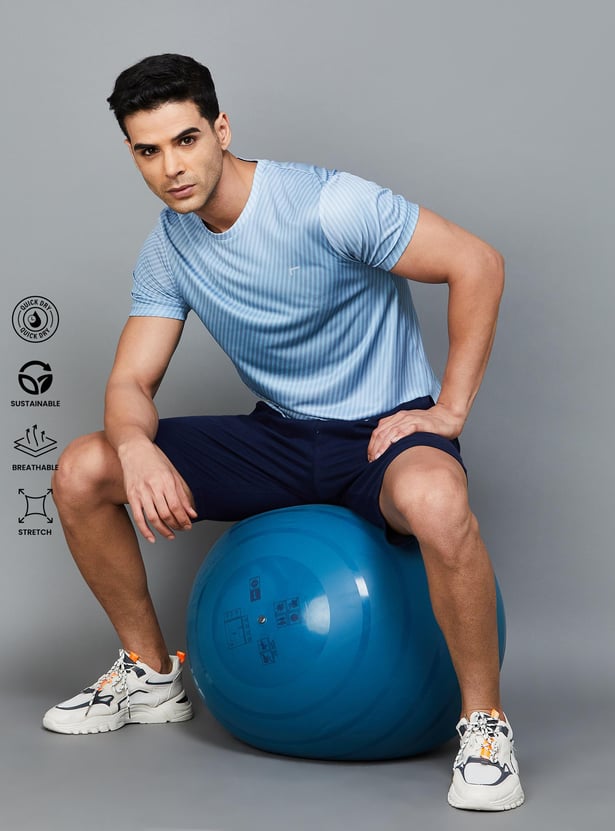FAME FOREVER ACTIVE Men Striped Regular Fit Active T-shirt