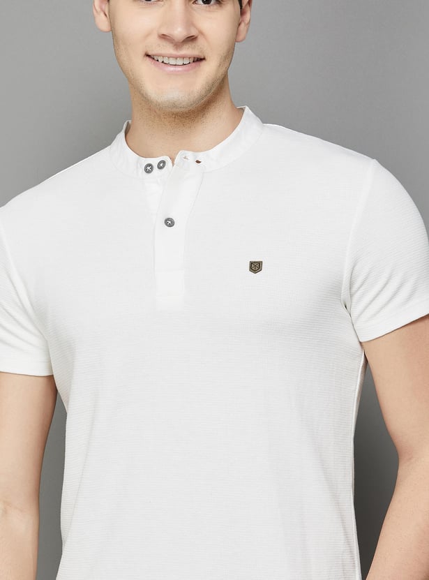 JACK & JONES Men Solid Slim Fit Henley T-shirt
