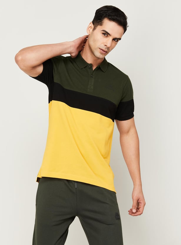 KAPPA Men Colourblocked Regular Fit Sports Polo T-Shirt