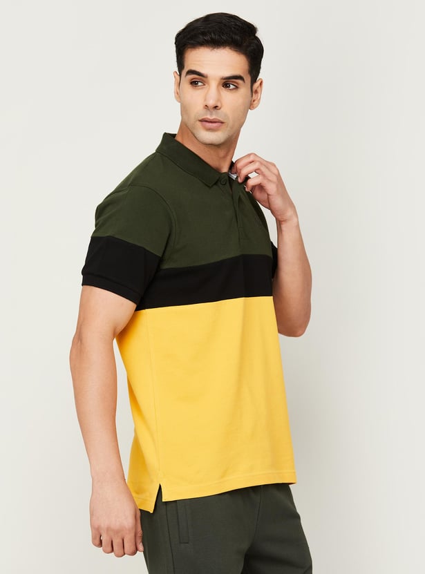 KAPPA Men Colourblocked Regular Fit Sports Polo T-Shirt