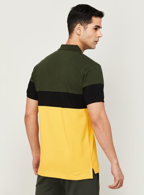 KAPPA Men Colourblocked Regular Fit Sports Polo T-Shirt