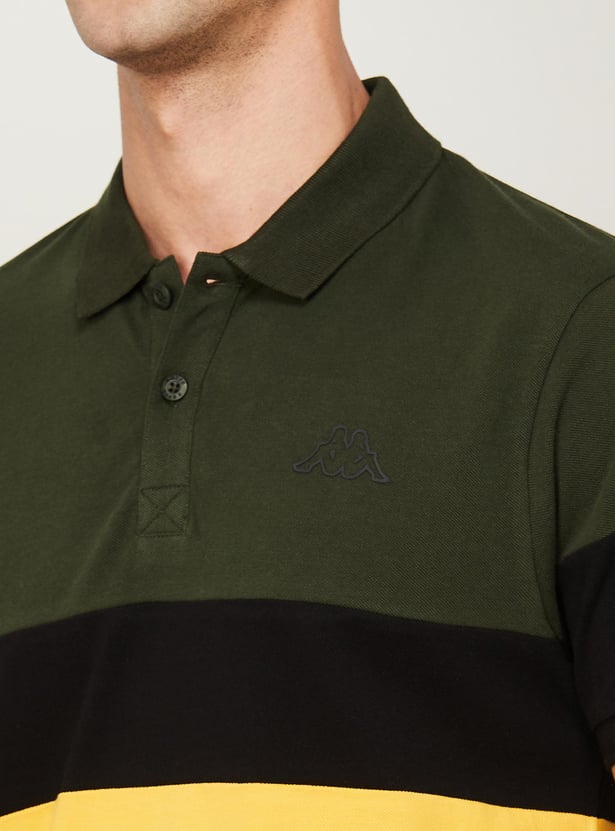 KAPPA Men Colourblocked Regular Fit Sports Polo T-Shirt