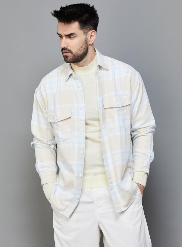 Buy FAME FOREVER Men Checked Oversized Fit Casual Shirt from Fame