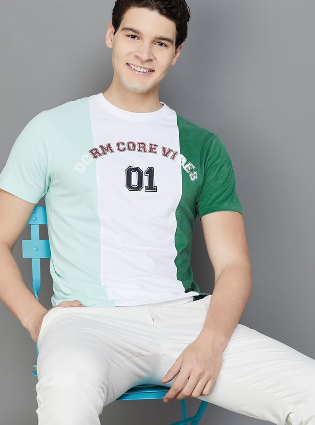 FAME FOREVER Men Colourblock Regular Fit T-shirt