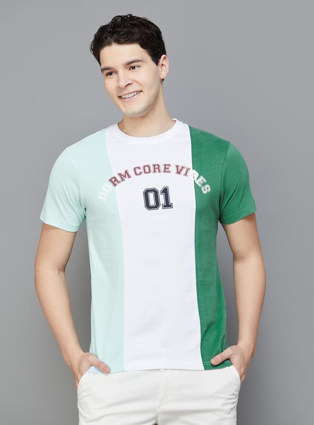 FAME FOREVER Men Colourblock Regular Fit T-shirt