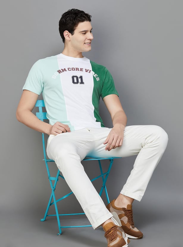FAME FOREVER Men Colourblock Regular Fit T-shirt
