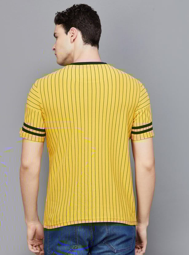 FAME FOREVER Men Striped Regular Fit Crew Neck T-Shirt