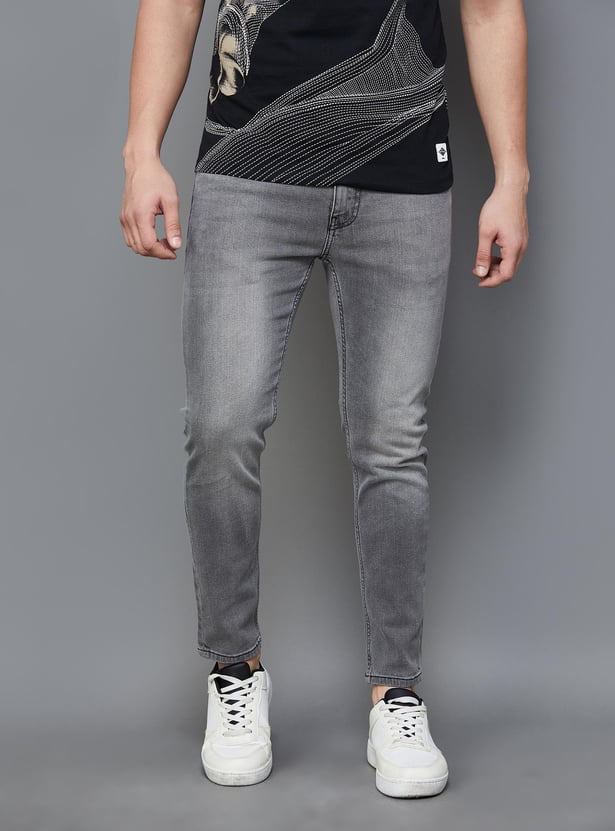 Grey Skinny Cropped Fit Men's Denims by Being Human Clothing