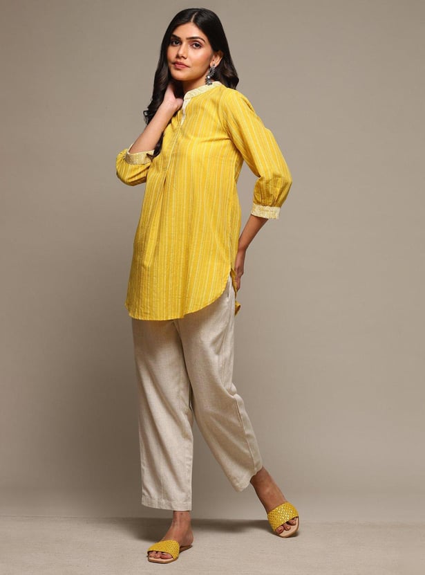 BIBA Women Striped Kurta Set