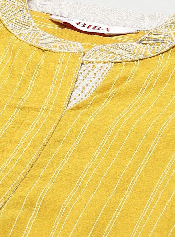 BIBA Women Striped Kurta Set
