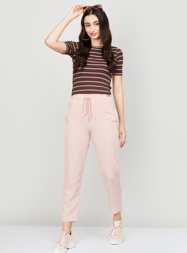 CODE CLASSIC Women Solid Drawstring Trousers