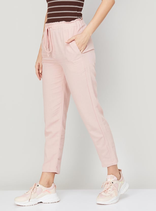 CODE CLASSIC Women Solid Drawstring Trousers