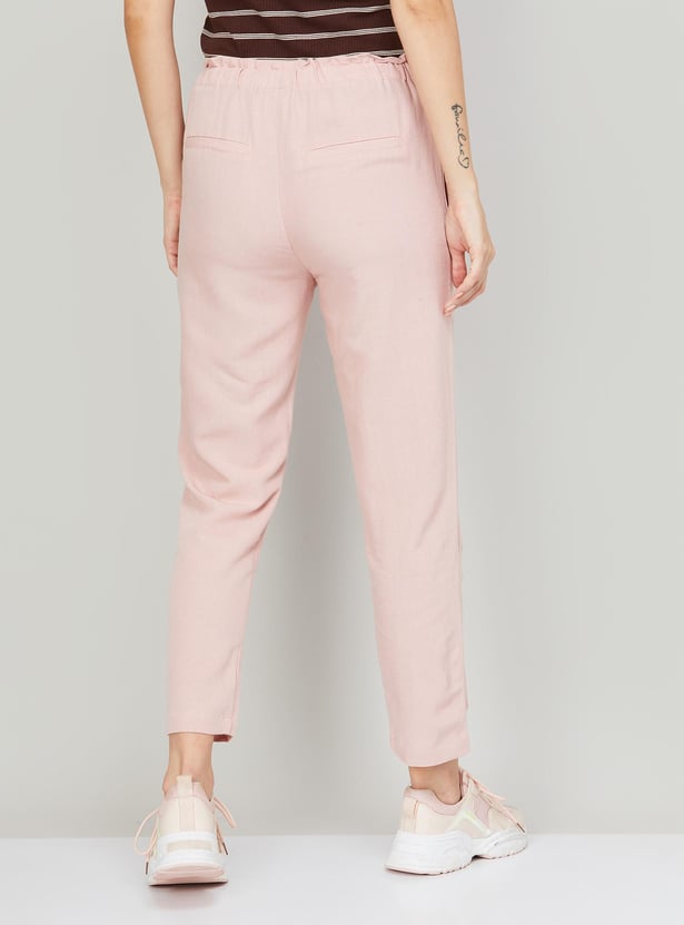 CODE CLASSIC Women Solid Drawstring Trousers