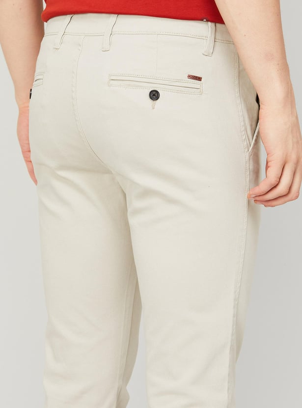 CODE Men Solid Slim Tapered Casual Trousers