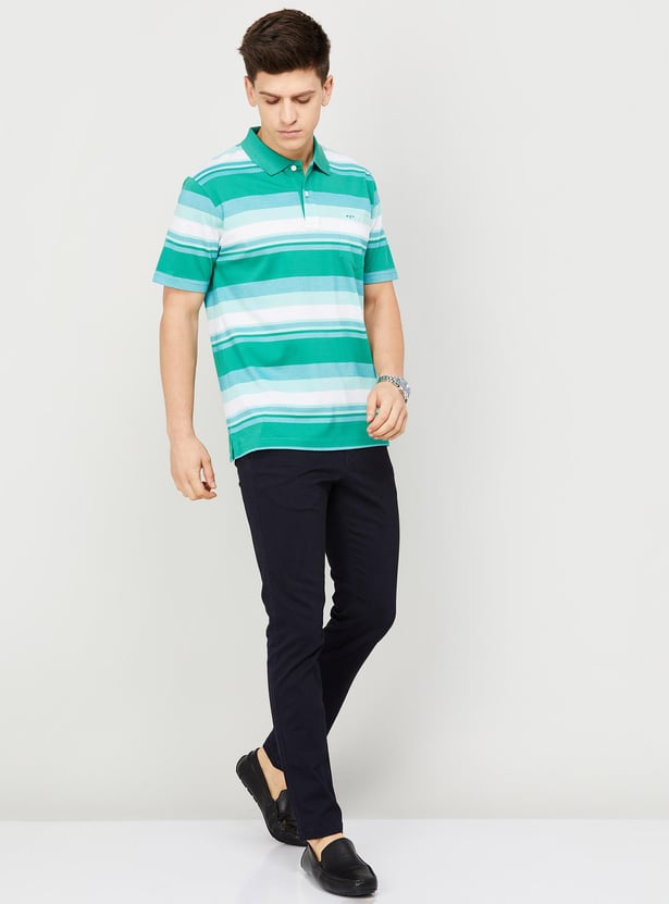 CODE Men Solid Slim Tapered Casual Trousers