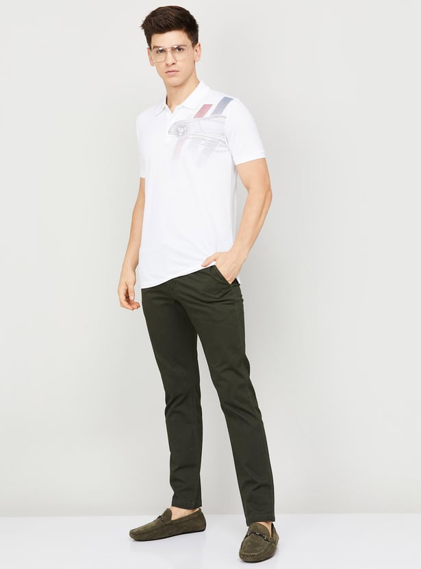 CODE Men Solid Slim Tapered Casual Trousers