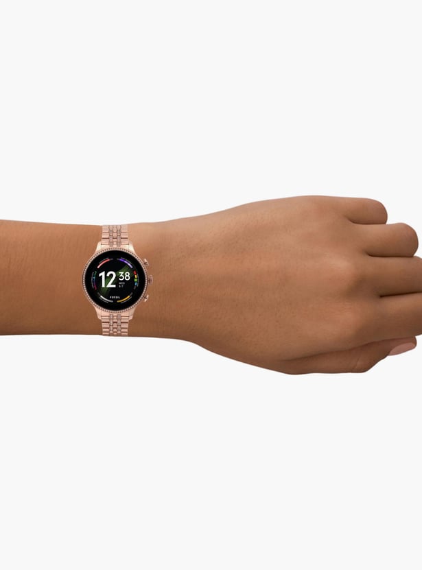 FOSSIL Gen 6 Women Embellished Smartwatch with Stainless Steel Strap - FTW6077RI
