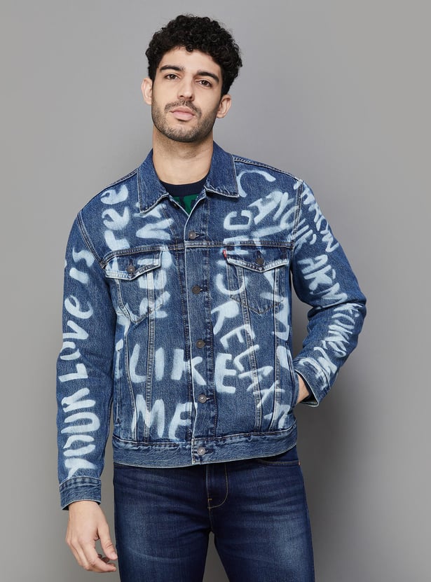 Buy LEVI'S Men Typographic Printed Denim Jacket from Levi's at