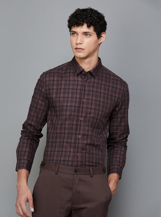 CODE Men Checked Slim Fit Casual Shirt