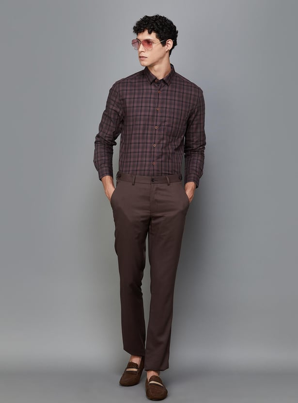 CODE Men Checked Slim Fit Casual Shirt