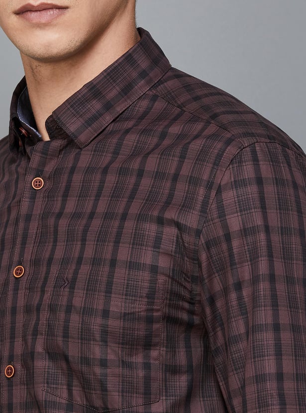 CODE Men Checked Slim Fit Casual Shirt