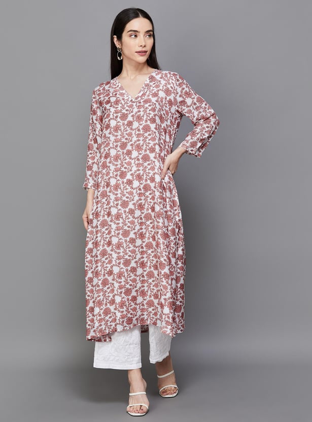 MELANGE Women Printed V-Neck A-Line Kurta