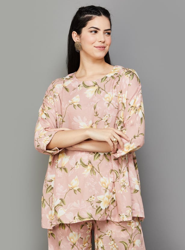 MELANGE Women Floral Printed Straight Tunic