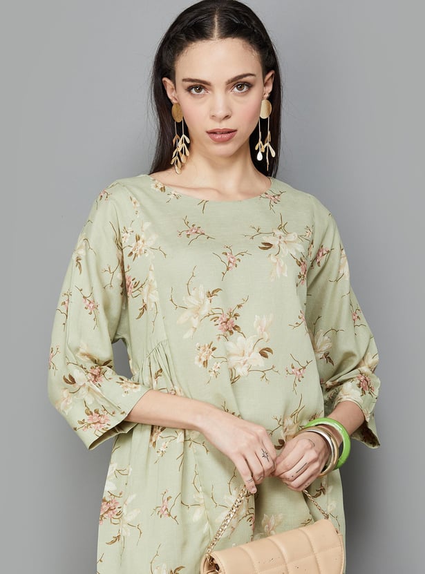 MELANGE Women Floral Printed Straight Tunic