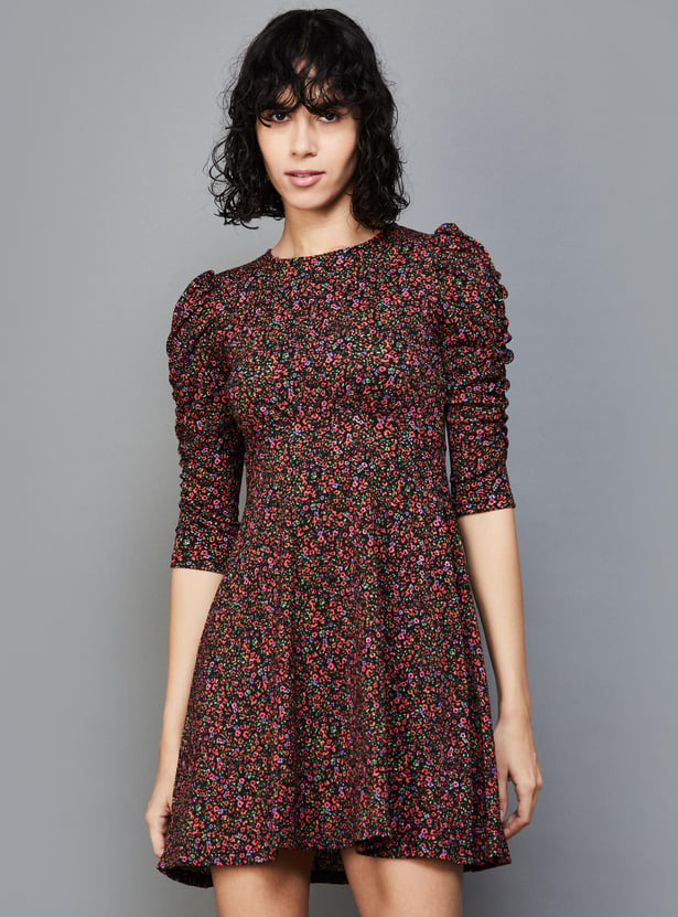 White Ginger Red A-Line Dress with Cap Sleeves main image 0