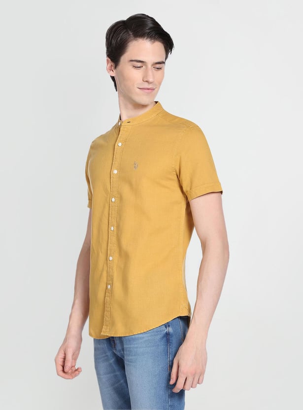 U.S. POLO ASSN. Men Solid Mandarin Collar Casual Shirt
