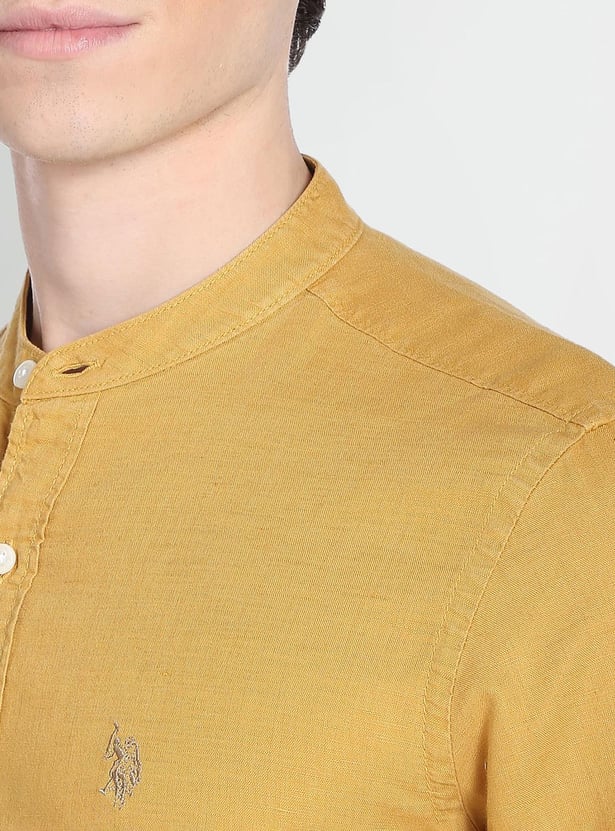 U.S. POLO ASSN. Men Solid Mandarin Collar Casual Shirt