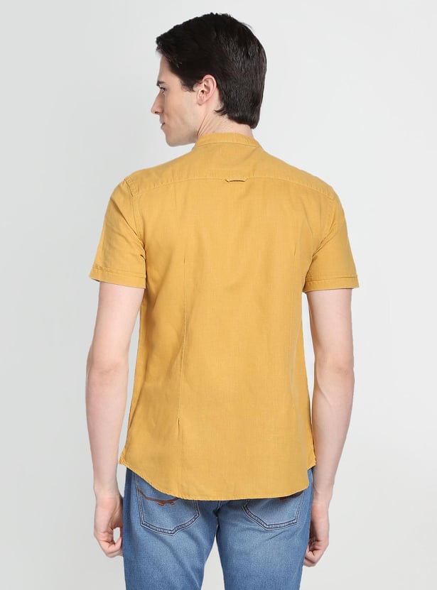 U.S. POLO ASSN. Men Solid Mandarin Collar Casual Shirt