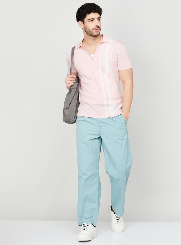 BEING HUMAN Men Striped Regular Fit Polo T-shirt