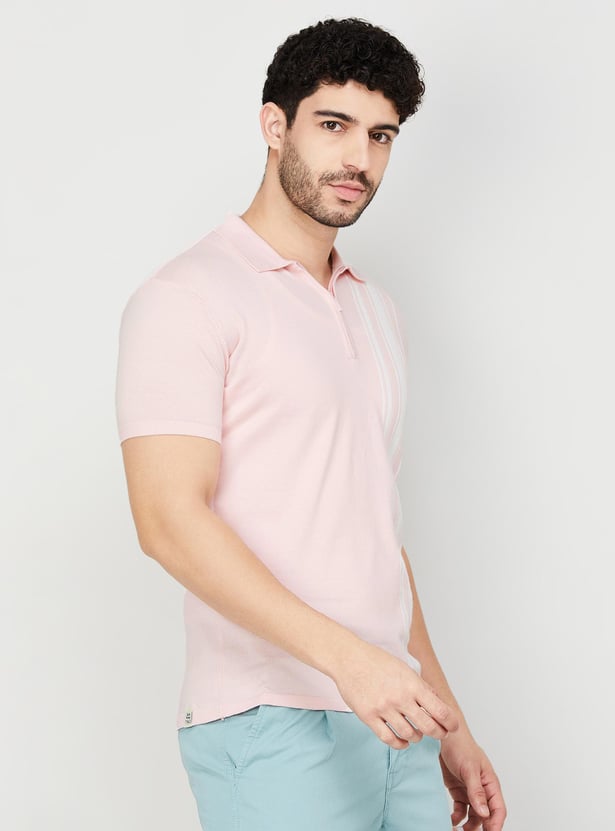 BEING HUMAN Men Striped Regular Fit Polo T-shirt
