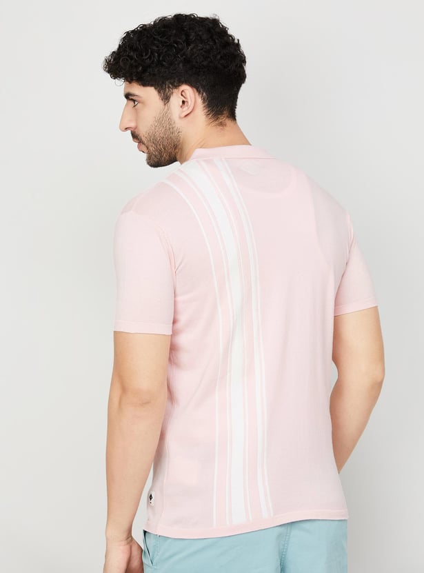 BEING HUMAN Men Striped Regular Fit Polo T-shirt