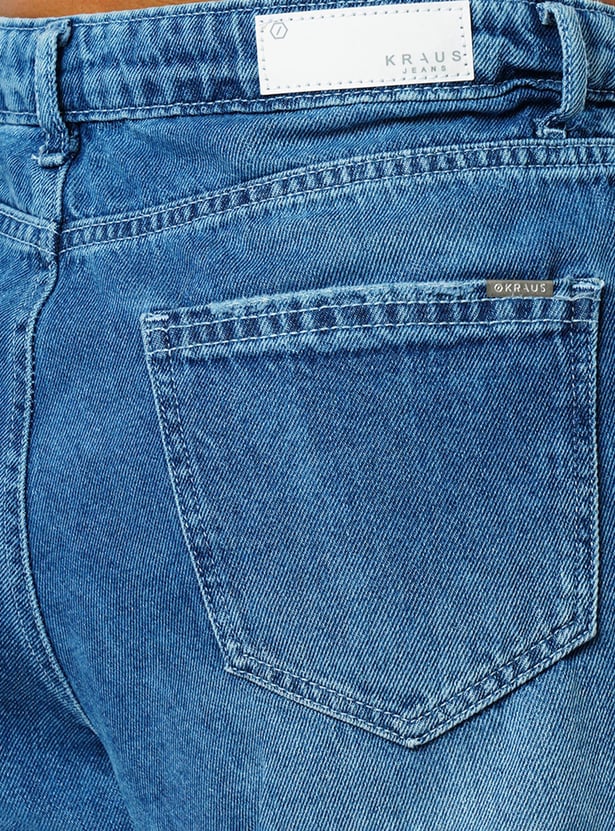 KRAUS Women Washed Slim Fit Denim Shorts