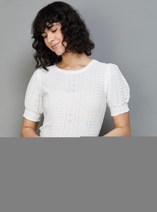 FAME FOREVER Women Schiffli Knit Top
