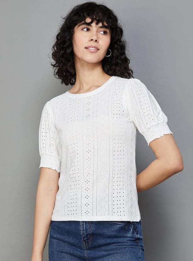 FAME FOREVER Women Schiffli Knit Top