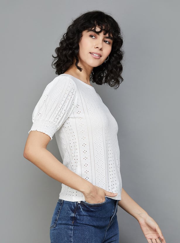 FAME FOREVER Women Schiffli Knit Top