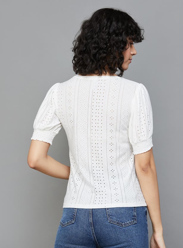 FAME FOREVER Women Schiffli Knit Top