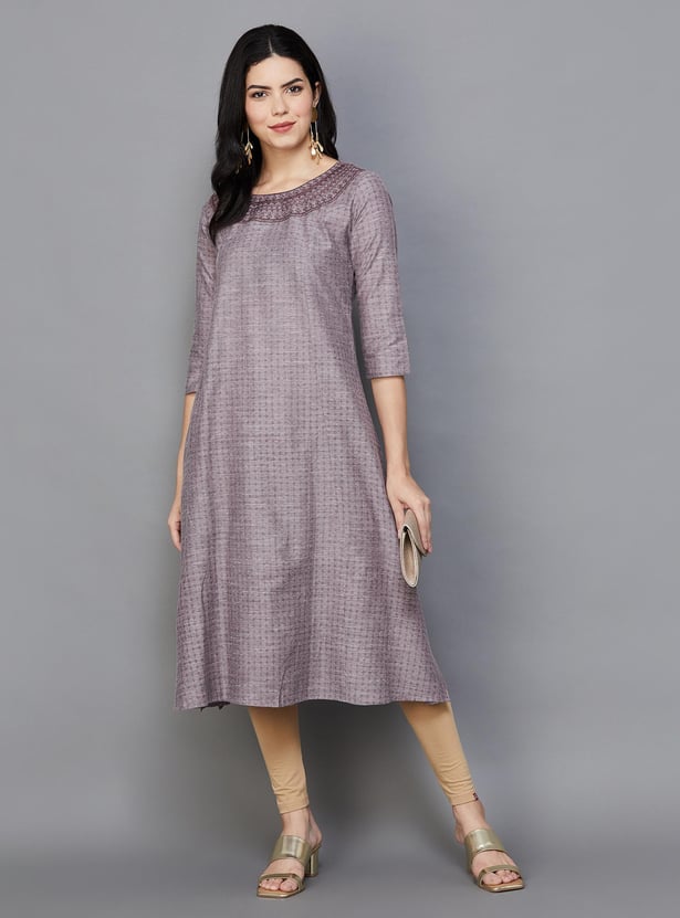 SPAN Women Woven Straight Kurta