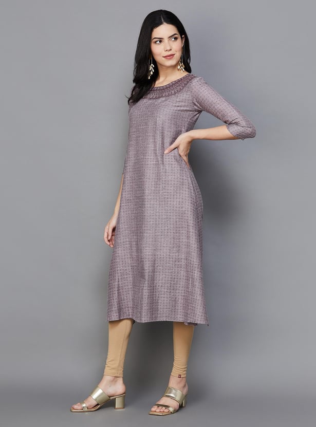 SPAN Women Woven Straight Kurta