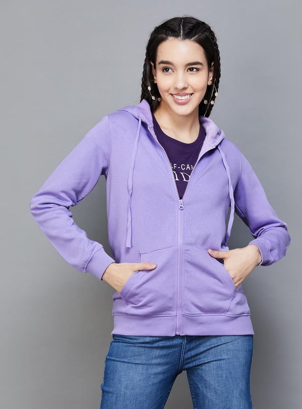 Buy FAME FOREVER Women Solid Hooded Sweatshirt from Fame Forever