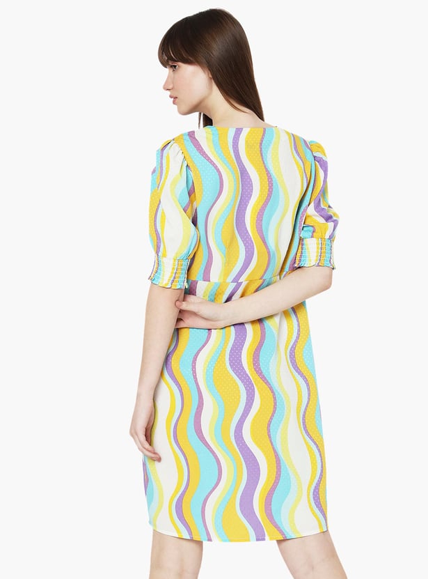 VERO MODA Women Printed V-Neck A-line Dress