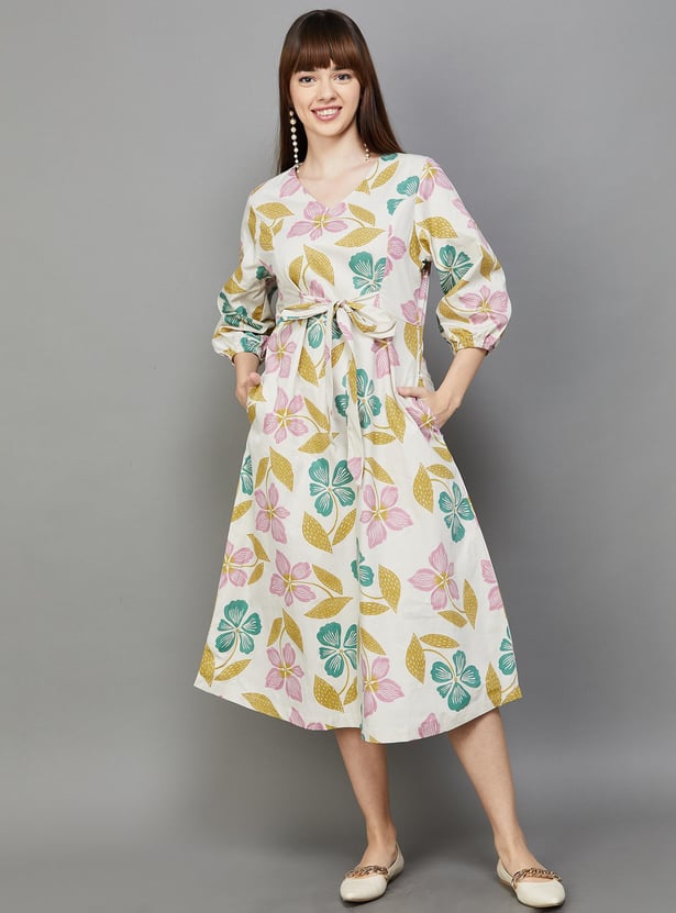 COLOUR ME Women Floral Printed A-Line Dress